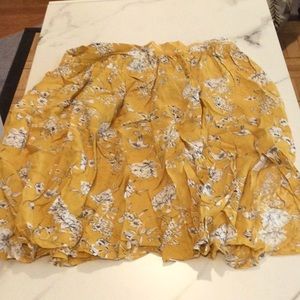 Shein marigold yellow floral midi skirt, large.